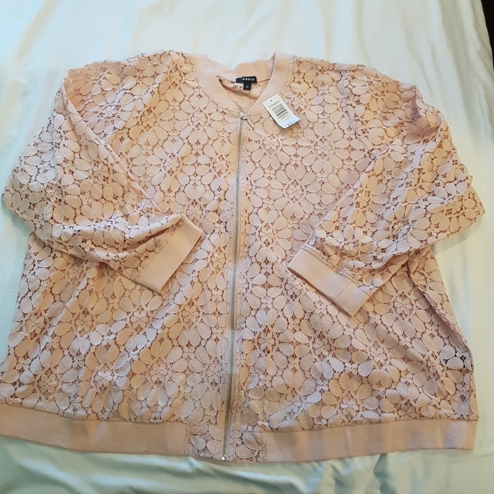 Torrid size 6 pink lace bomber jacket